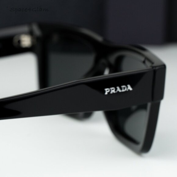 Prada Women Sunglasses Black Grey Rectangle PR19WSF 1AB5S0 NEW AUTHENTIC - Picture 5 of 8